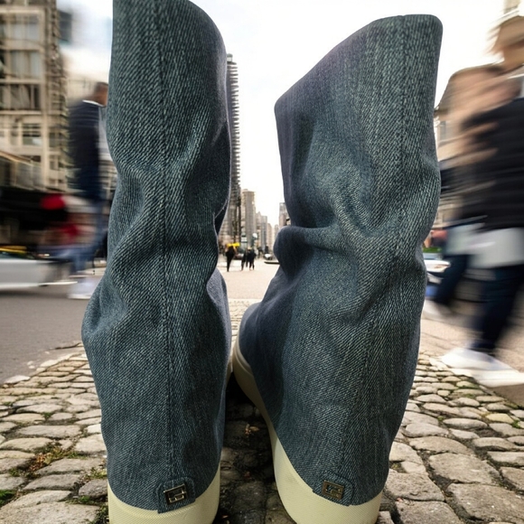 Guess Guinna Denim Women's Wedge Boots Size 10 - Picture 3 of 6